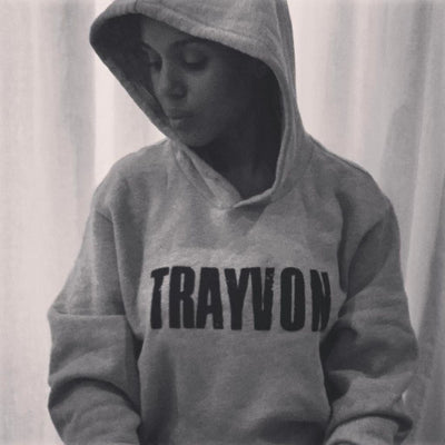 Actress Kerri Washington poses in Liberated People casual activism apparel brand Our Son Trayvon hoodie, supporting social justice causes The Trayvon Martin Foundation.
